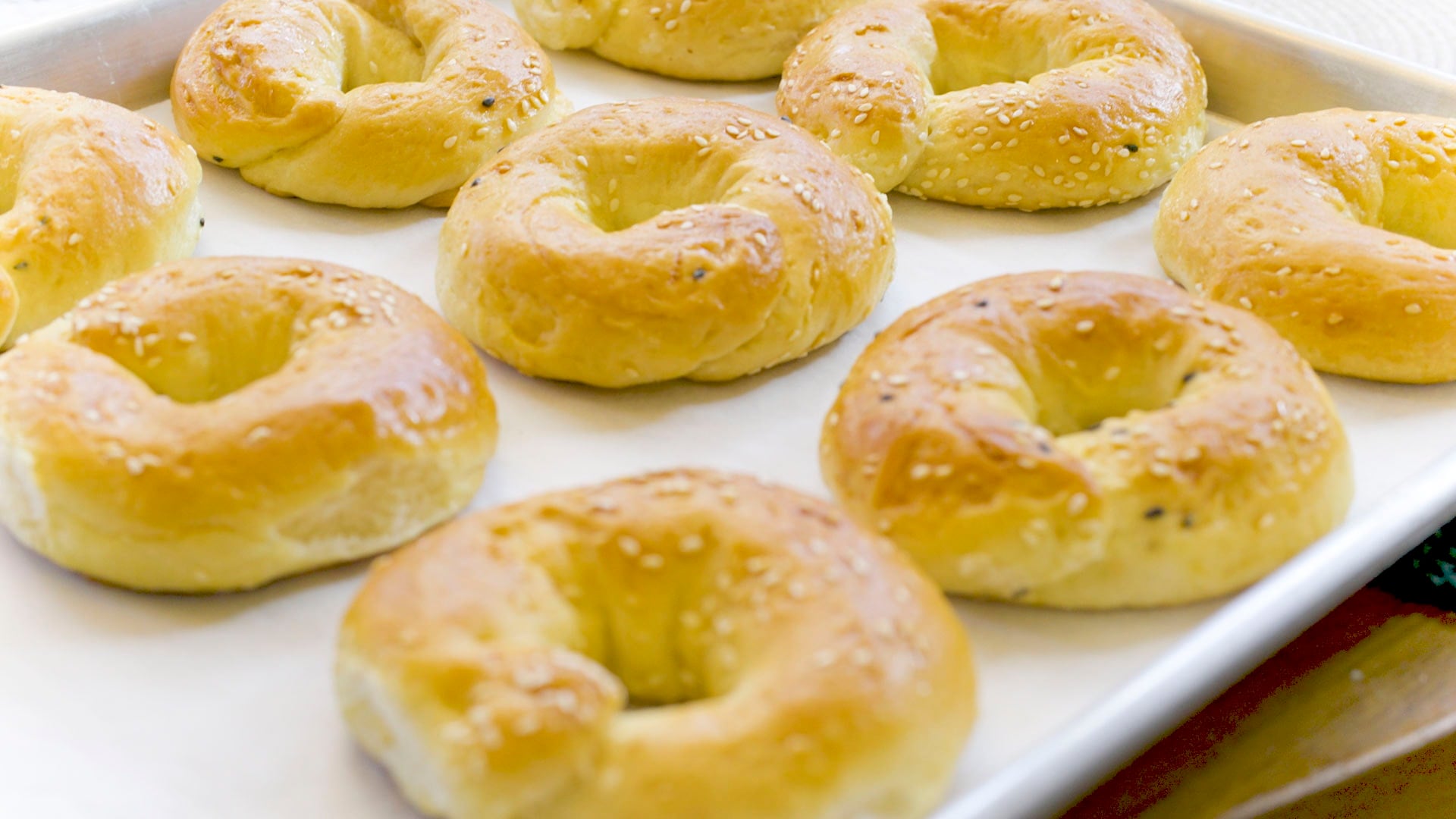 Choregs line a baking sheet fresh out of the oven